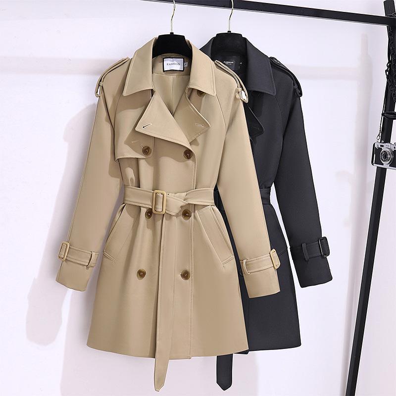 Nuovo Trench Invernale Temperamentale da Donna Stile Britannico Piccolo Coreano Taglia Grande Medio e Lungo Vita Sottile Cappotto