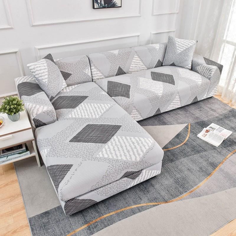 Geometric Sofa Covers For Living Roomastic Corner Couch Cover Sectional Corner L Shaped Chaise Longue Slipcover Funda De Sofá