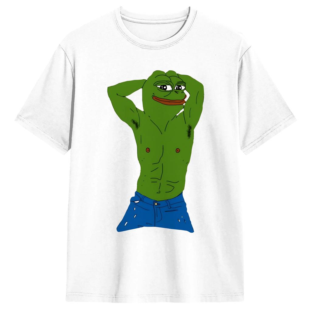 Pepe The Frog Cotton Tshirt For Male Summer Y2k Funny Tshirts Comfortable Hipster Tee Shirt Big Size Loose Tops
