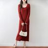 Women Sweater Dress 100% Wool TIDENOVEL U-neck Knit Long Pullover Winter Jumpers Wool Long Dress Female