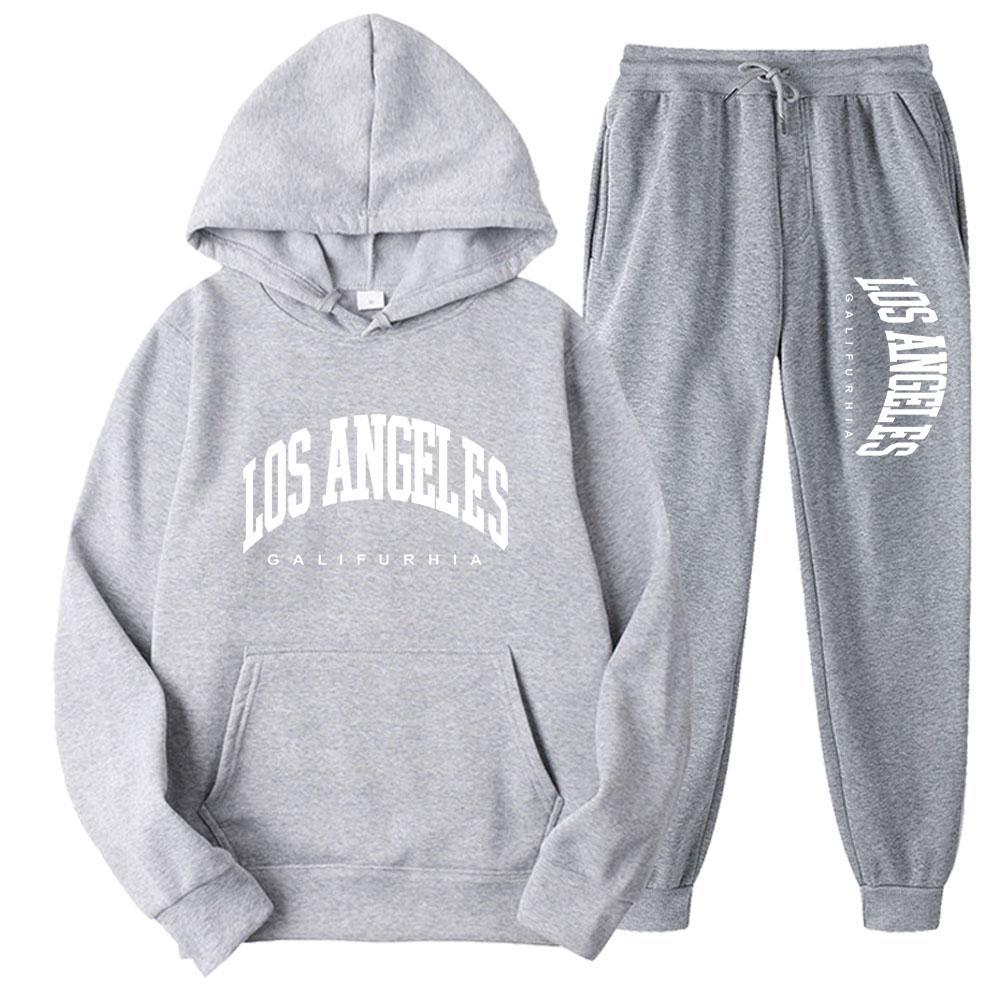 

LOS ANGELES GALIFURHIA Жіночі спортивні костюми Модні спортивні костюми Худі + штани Комплекти з двох предметів Повсякденні світшоти для бігу L