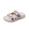 Fashion Platform slippers 20245summer new wear metal buckle rivet casual sandals open toe one word beach ins cool style shoes
