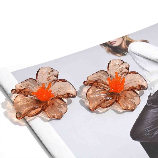 1 Pair Women Earrings Transparent Flower Shape Acrylic Earrings Lightweight Stud Earrings Jewelry Gift