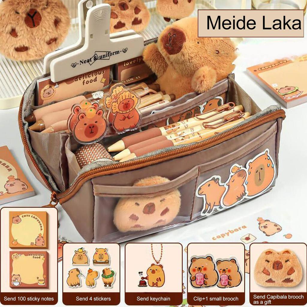 Capybara Pencil Bag Capybara Pencil Bag Holder Portable Large Pencil Pouch Makeup Bag with Wide Opening Mouth for Cosmetic