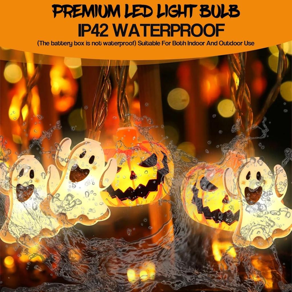 1pc 10/20 LED Halloween Single Layer Pumpkin & Ghost String Light Battery Powered For Home Garden Holiday Halloween Party Decor