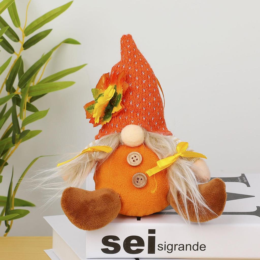 Thanksgiving Harvest Sunflower Scarecrow Plush Doll Decor