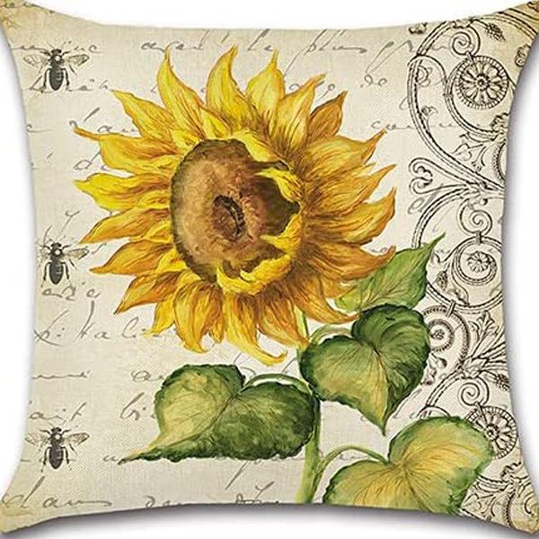Retro Plant Floral Print Linen Pillow Case Home Living Room Sofa Car Cushion Pillow