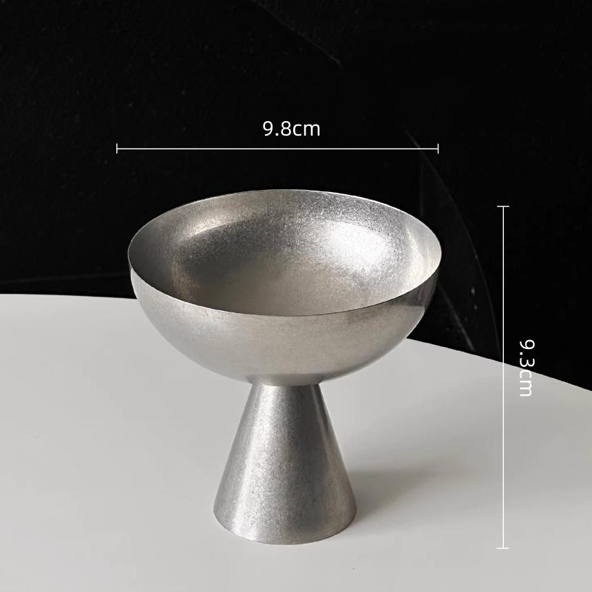 BRStainless Steel High-legged Dessert Cup Dessert Tray Silver Ice Cream Bowl Pudding Bowl Tableware Fruit Tray Kitchen ContainerEY