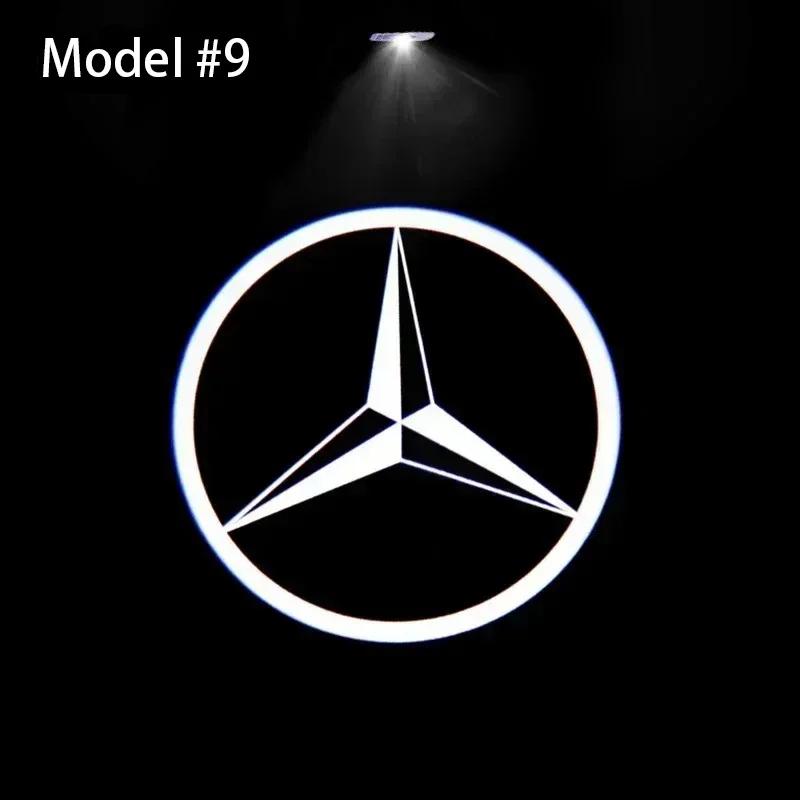 2 Pezzi LED Styling Auto Luci di Benvenuto per Portiera Accessorio Emblema per Mercedes Benz AMG W205 C300 W203 W206 W108 W124 W126 W140 W168 W169