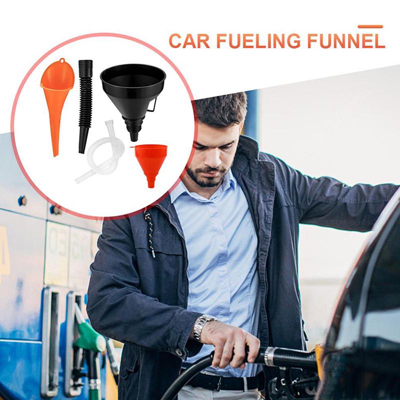 

Car Plastic Funnel Set Wide-Mouth Fuel And Oil Multi-Purpose Flexible Right-Angle Funnel For Coolant And Oil one size