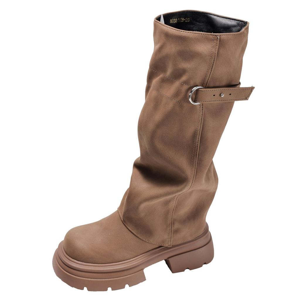 Popularne retro Maillard buty na platformie z podwyższeniem damskie 2025 nowe letnie ale buty rycerskie wyszczuplające kolano