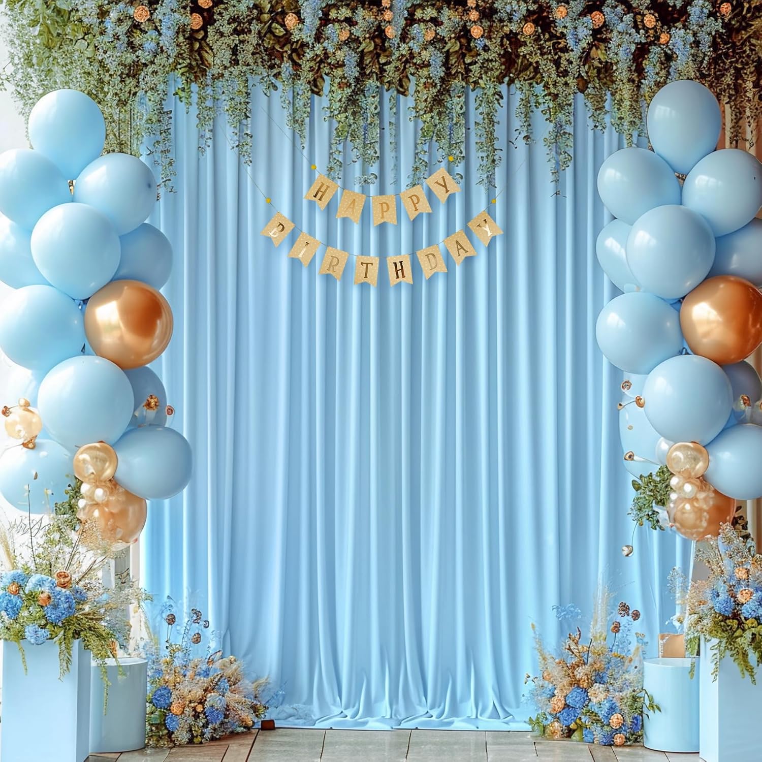 

White Backdrop Curtains for Parties - White Wedding Backdrop for Baby Shower Birthday Photo Home Party Curtains Backdrop 1 Panel W150xH215cm(5x7FT)