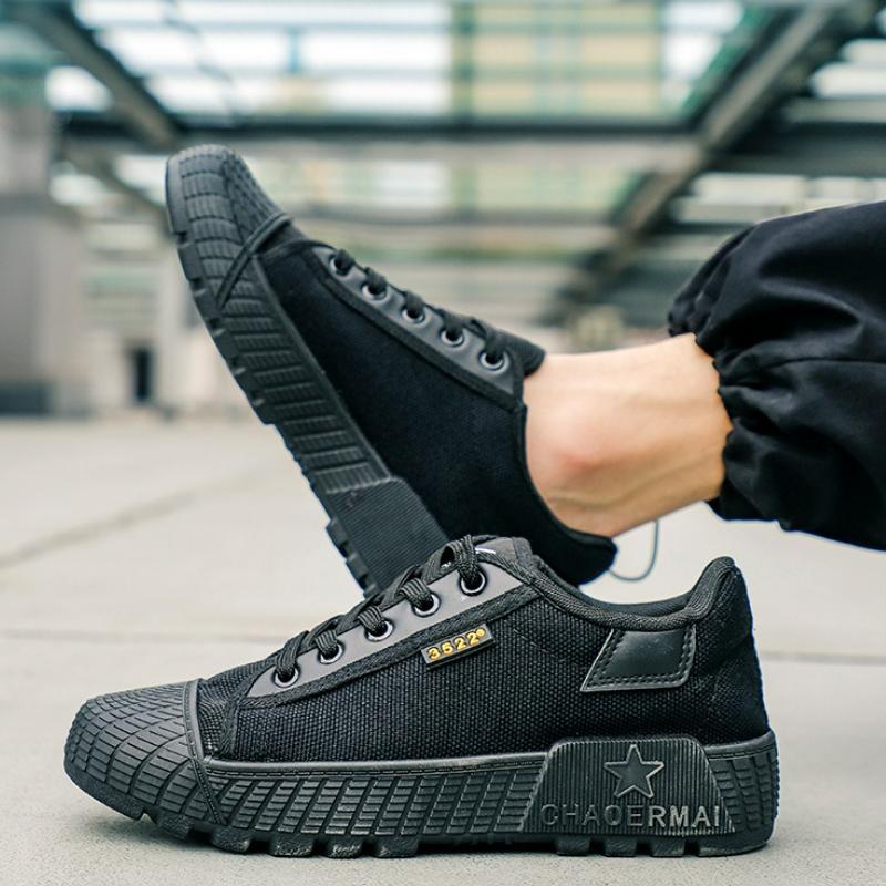 Men's Canvas Shoes Sneakers New Climbing Casual Shoes Fashion Rubber Walking Shoe Men Wear-resistant Lace-Up Work Shoes Zapatos