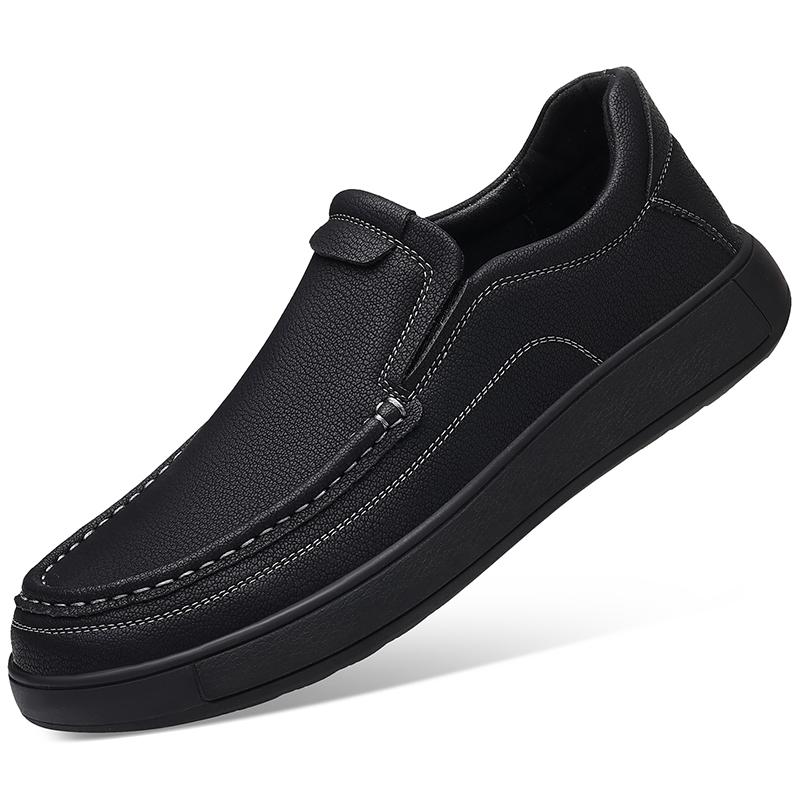 

Повседневные мужские кожаные слипоны Удобные высококачественные стили Работа и офис Улица Трендовые лоферы Новые универсальные 44 чёрный