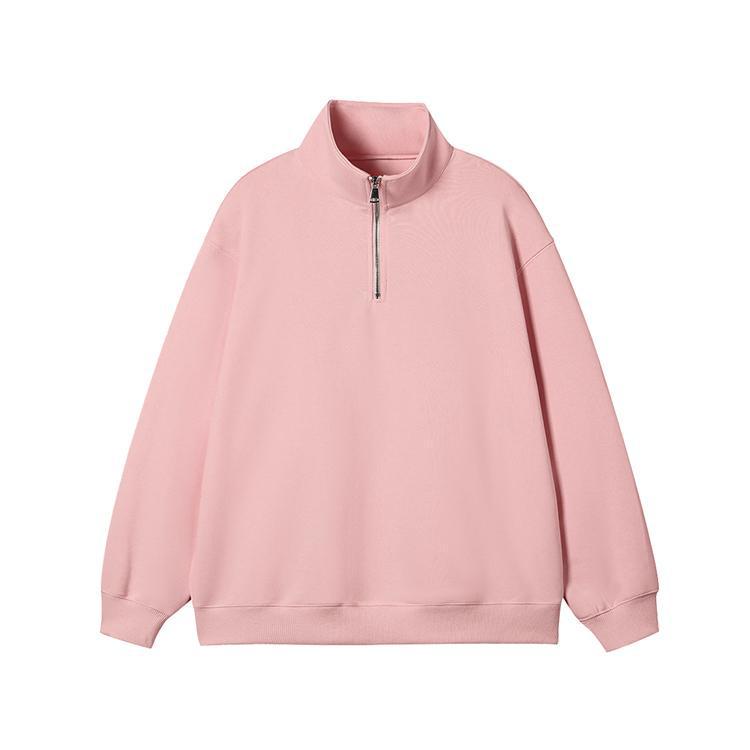330g Hua Cotton Autumn & Winter Women's Casual Half-Zip Sweatshirt with Semi-High Neck