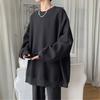 Men Shirt Solid Color Super Soft Loose-fitting Long Sleeve Breathable Decorative Polyester Autumn Spring Men Baggy Pullover Male Tops for School