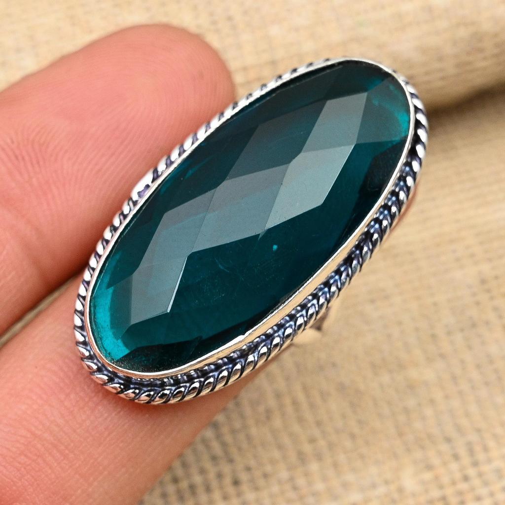 Indicolite Tourmaline Gemstone Handmade Solid 925 Sterling Silver Ring Jewelry
