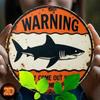 Vintage Shark Warning Metal Sign Retro Wall Decor for Bar Garage Home