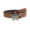 Spice Girls Daily Brown Textured Star Snap Belts Star Printed Pattern Batch Belts Unisex