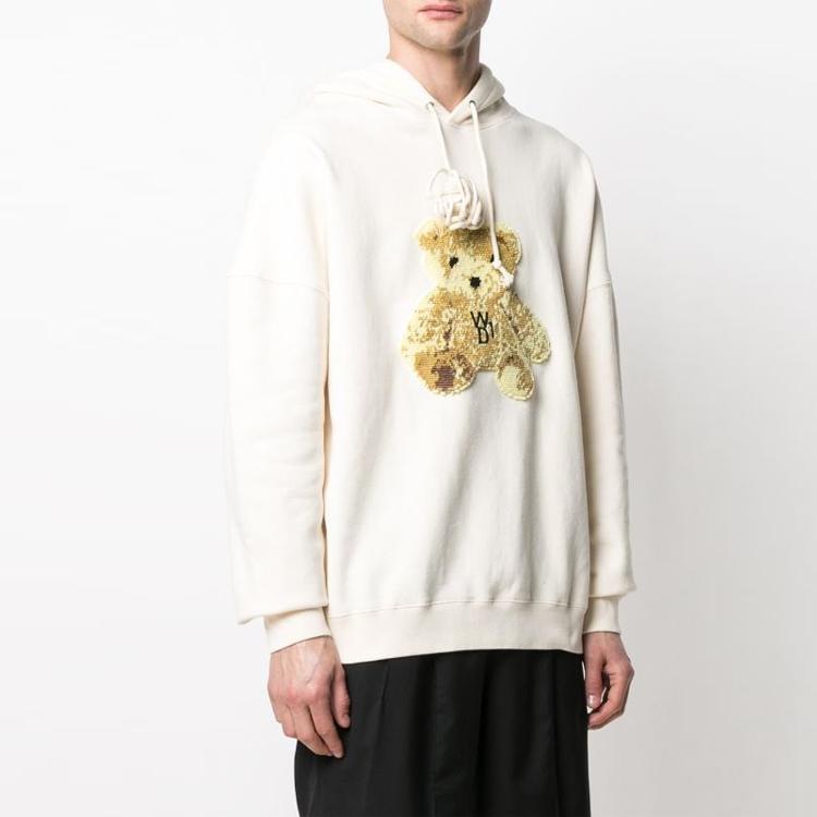We11done Embroidered Teddy Hoodie Ivory Unisex Tops White WD-TH9-20-123-U-IV