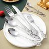 Retro European Royal Court Stainless Steel Cutlery Set: Steak Knife, Fork, and Embossed Spoon with Mirror Finish