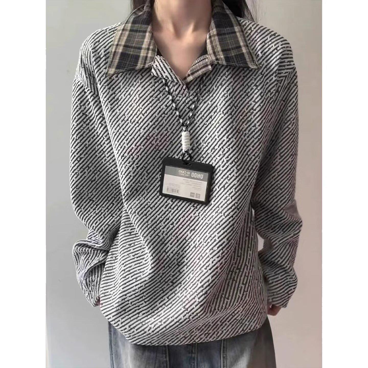 

Autumn Alert: Cozy Korean-Style Unisex Lapel Sweatshirt with Collar Splicing XL білий