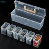 Plastic Hardware Storage Box with 6 Small Compartments, Clear Tool Organizer Case for Screws, Nuts and Bolts