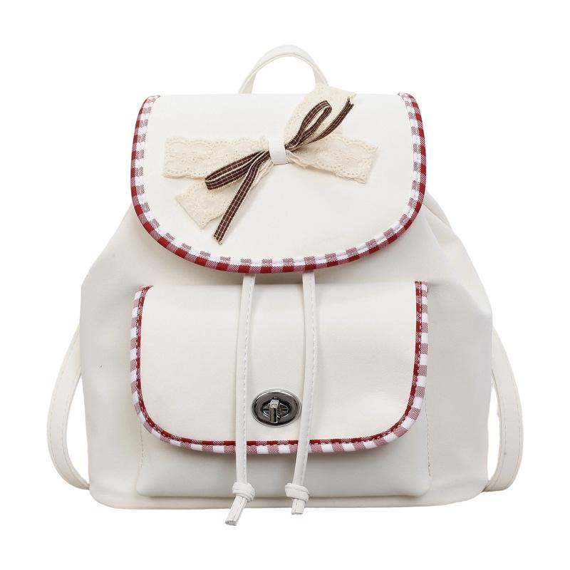 Schoolbag Handsome Rice Family Korean Small Fresh Lace Backpack Women's 1011 New Light Luxury Niche Travel Commuting Small Schoolbag