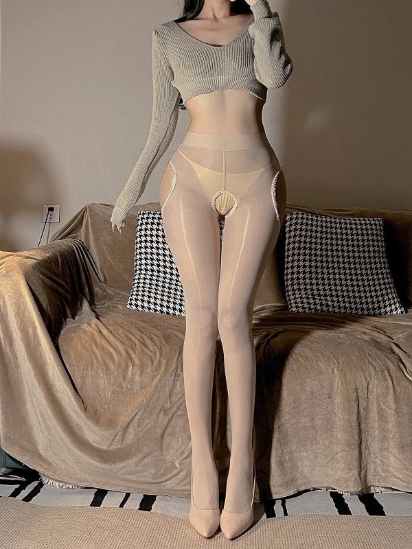 Fashion Sexy Oil Bright Silky Smooth Hollow Out Silk Stockings Women High Elastic Ultra Thin Skin Friendly Pantyhose ZQ7I