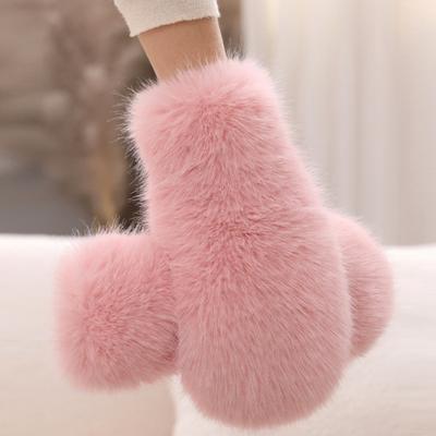 1 Paar Plüschmaterial Wärme Kaltwetterausrüstung Vielseitig Unifarben Minimalistischer Stil Fäustlinge Bequem Mehrfarbig