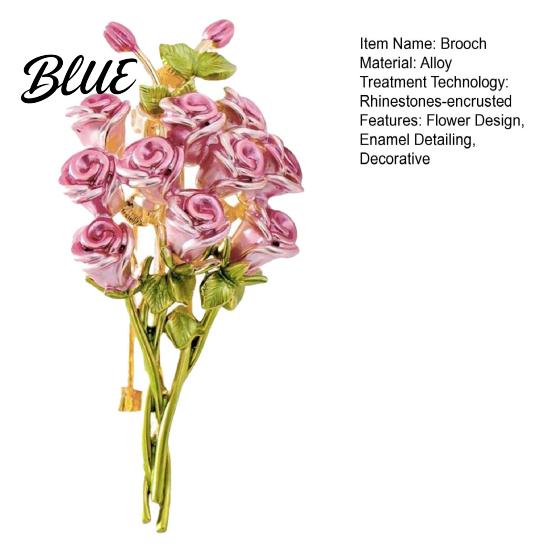 Three-dimensional Flower Pin Mother Day Brooch 3D Enamel Rose Bouquet