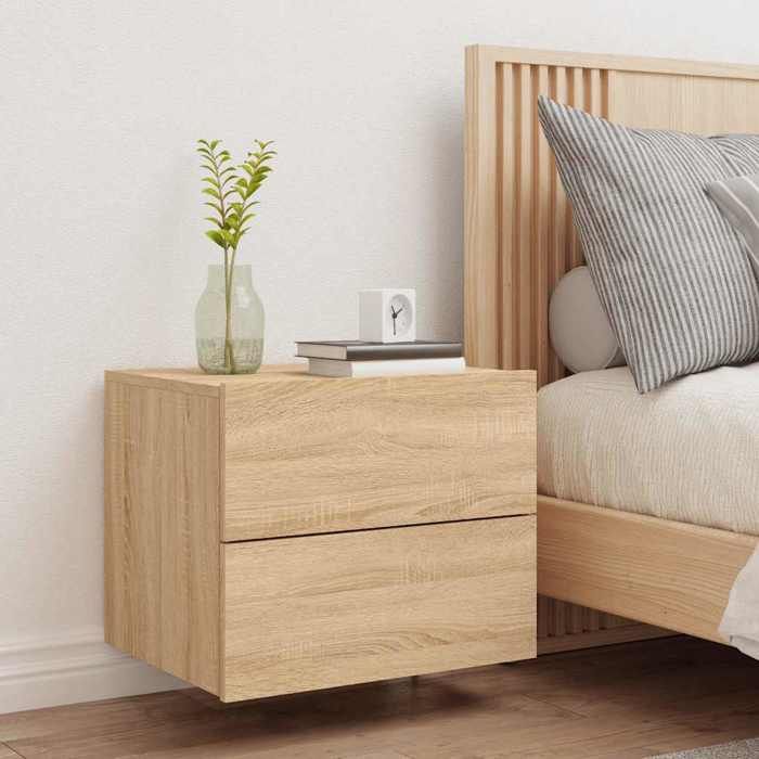 Wall-mounted Bedside Table - Maison Exclusive - Integrated RGB LED - Sonoma Oak - 50x39x41 Cm