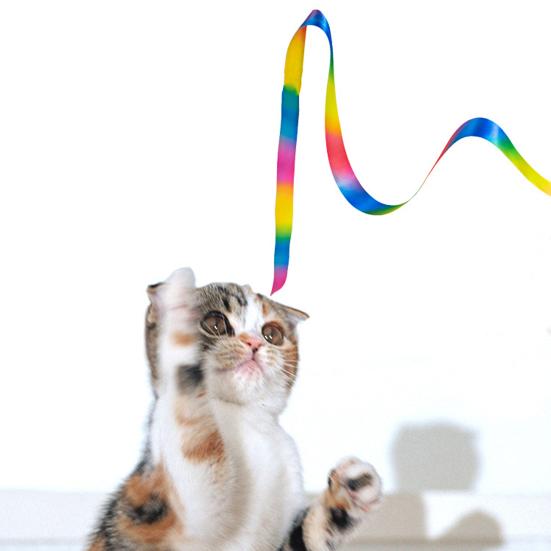 Bell Interactive Colorful Ribbon Cute Cat Toy Funny Rod Teaser Wand Cat Supplies