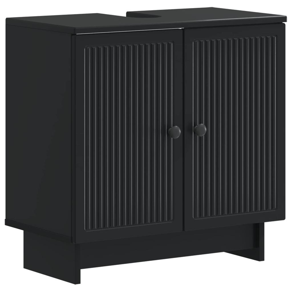 2 piece Bathroom Cabinet Set EDE Black Wood Material