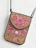 Bohemian Ethnic Shoulder Bag with Rice Beads, Shell Mobile Pocket, Floral PU Design, Women's Crossbody for Travel Photography.
