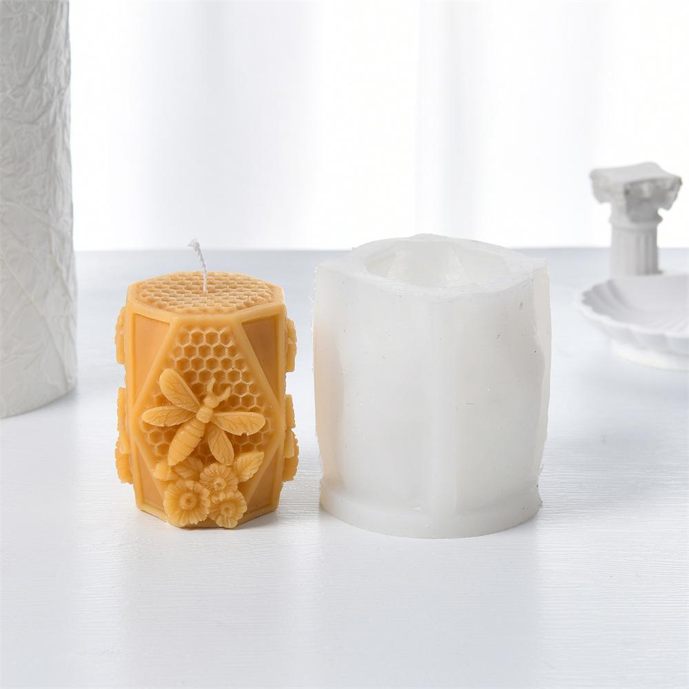 3D Hexagonal Beehive Candle Mold DIY Flying Bee Honeycomb Aromatherapy Gypsum Mold Bread and Candy Baking Tools