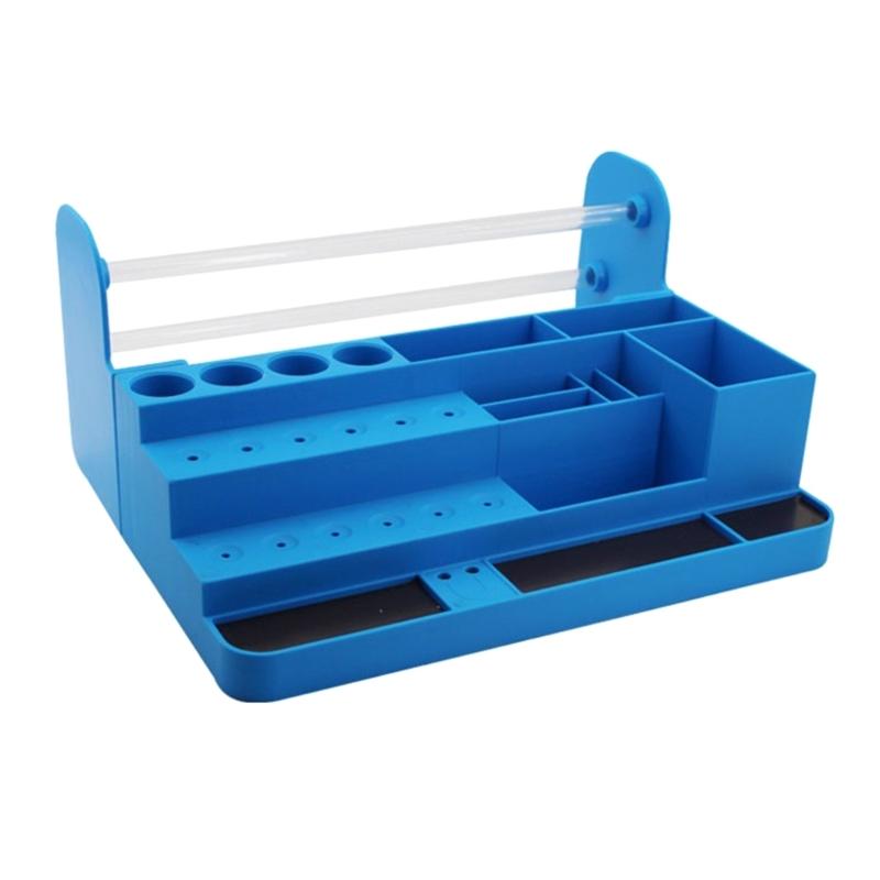 

Tool Storage Box Holder Adjustable Compartments For Screwdrivers And Accessories Secure Workspaces Organization Solution синій