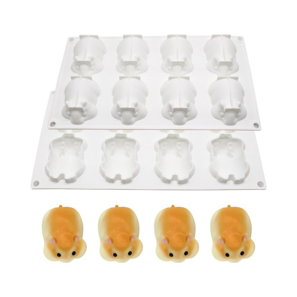 Chocolate Candy Sugar Craft 8-Cavity Cute Hamster Shape Mold Cake Decorating Tool Silicone Soap Mold Kitchen Gift