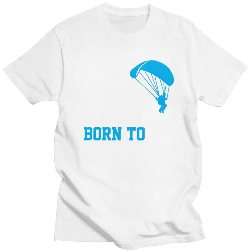 Individuelle Evolution Gleitschirmfliegen Born To Fly T-Shirts für Männer Reines Baumwoll-T-Shirts Gleitschirmflieger Fallschirmspringen T-Shirts Kurzarm-T-Shirt
