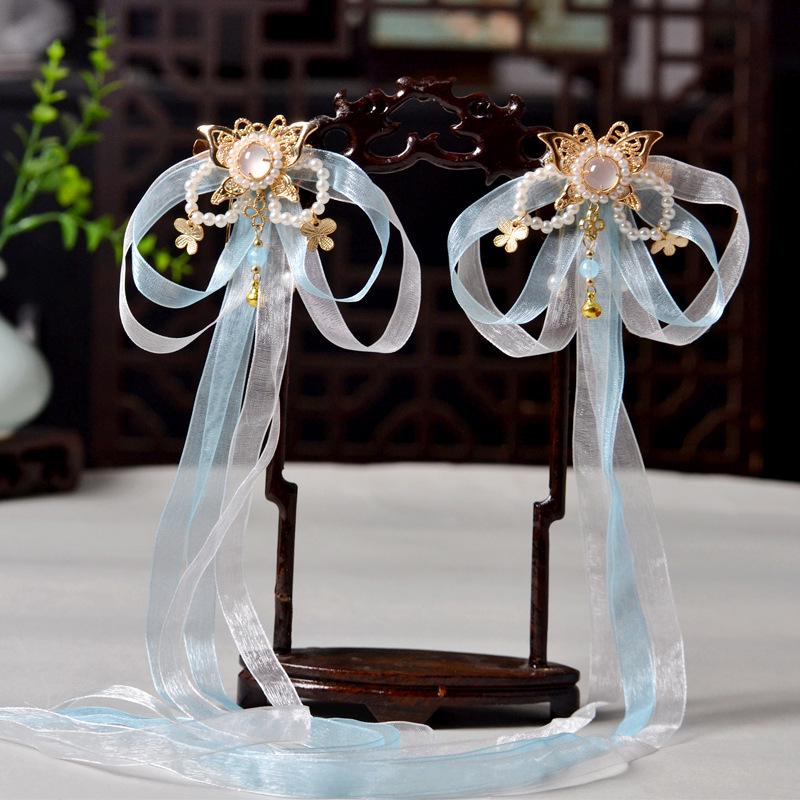 

Традиционная заколка-бабочка из ленты для детских волос Ханьфу – сказочный стиль для выступлений и повседневный аксессуар