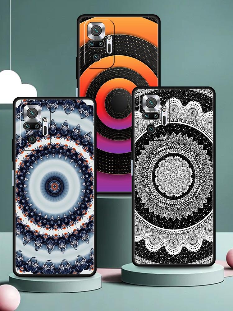 Retro Circular Totem Design Phone Case Cover for Redmi 14C 10C Note 15 14 13 12 10 11 K40 Pro Plus 5G Soft TPU Shockproof Fundas