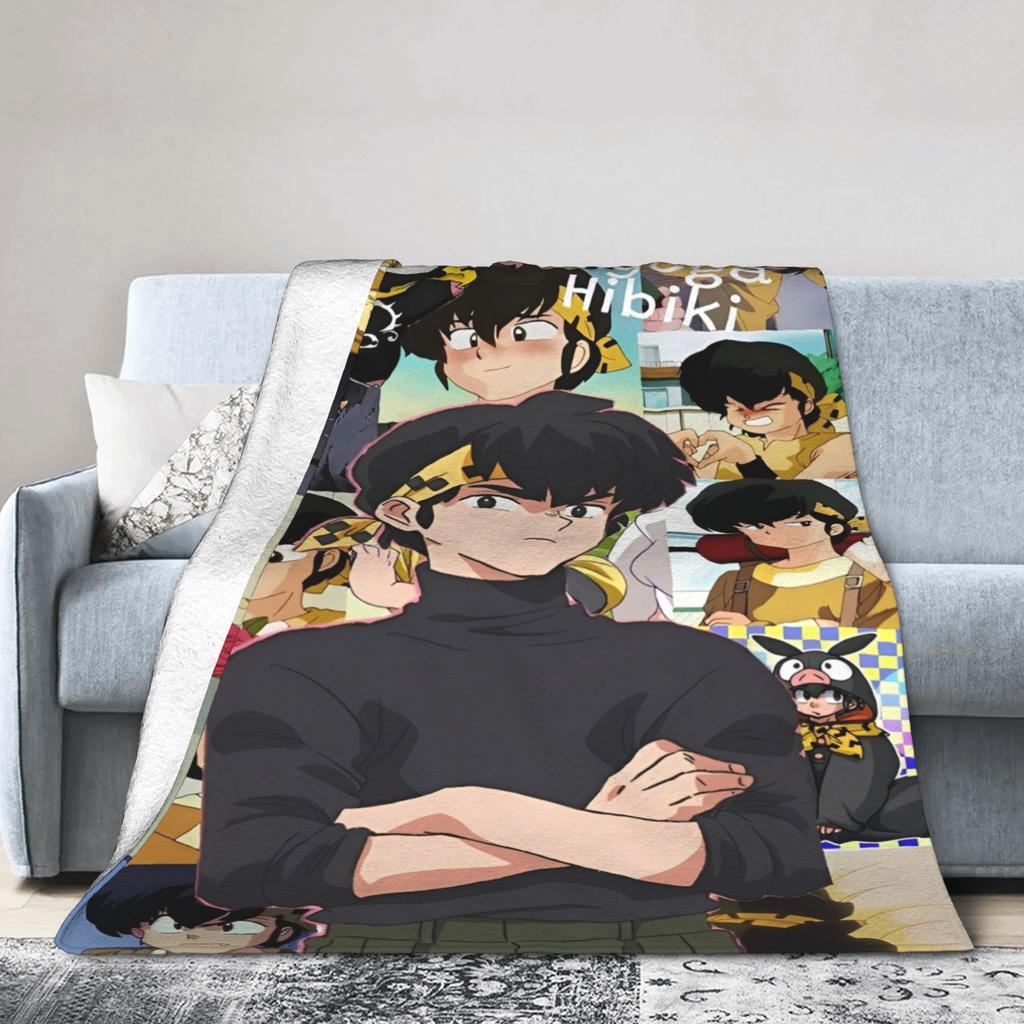 Ranma Saotom Anime Knitted Blankets Coral Fleece Plush Super Warm Throw Blankets for Bedroom Sofa Bed Rug