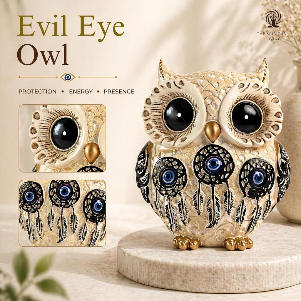 The Spiritual Living Owl Statue for Good Luck II Aesthetic Resin Owl Art Figure Showpiece II