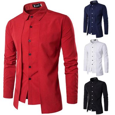Camicia da uomo a maniche lunghe con bottoni Camicie a T aderenti Formale da Lavoro