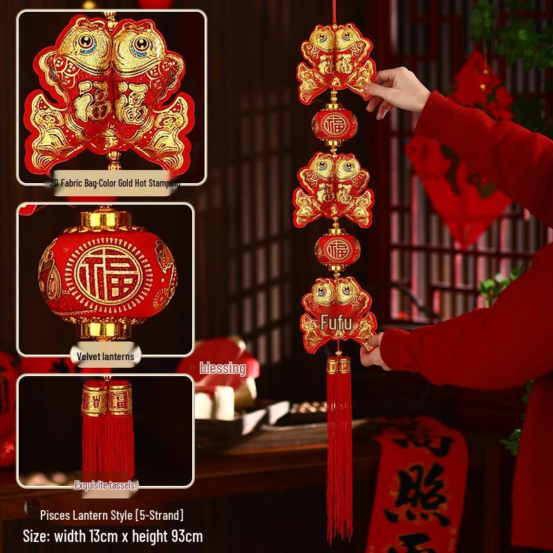 2026 Spring Festival Hanging Decorations: New Year Firecrackers, Lucky Bag, Chili, and Lantern Ornaments for Your Living Room