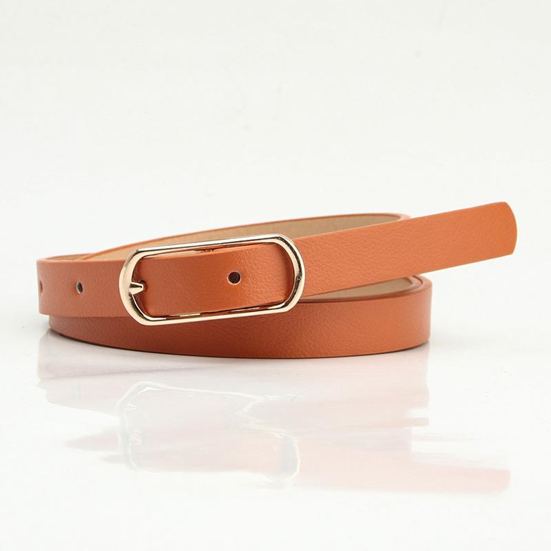 Simple and Versatile Multi-color Women's Thin Belt Fresh and Sweet Dress Decorative Oval Button PU Belt