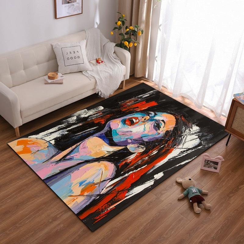 

Modern Art Style Colorful Portrait Print Decorative Area Rug Suitable for use as an anti-slip for living room bedroom sofas 40x60cm( 15x23in )