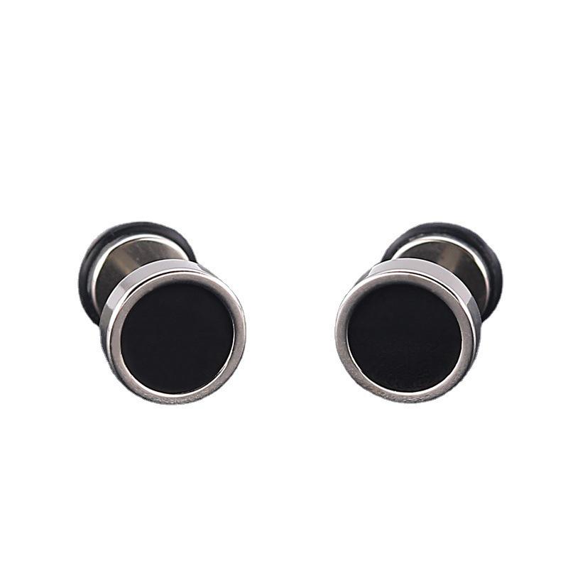 Korean Style Black Enamel Titanium Steel Stud Earrings