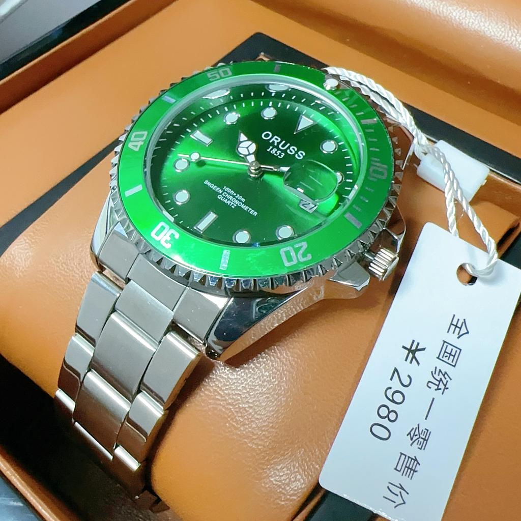 Official Watch Men'S Green Automatic Movement Watch Men'S Watch Business Fashion Student Watch