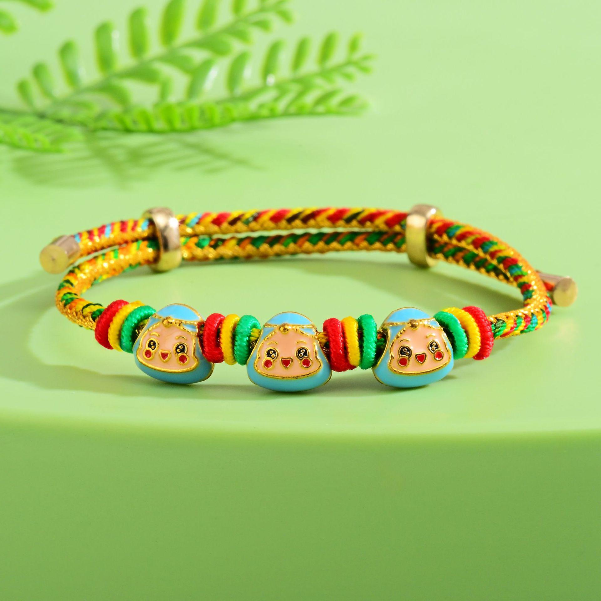 Five-Color Dragon Boat Festival Zongzi Bracelet: Handmade Ethnic Children s  Couple s Ornament